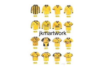 Wolverhampton Wanderers FC Retro Shirts Wall Art Print